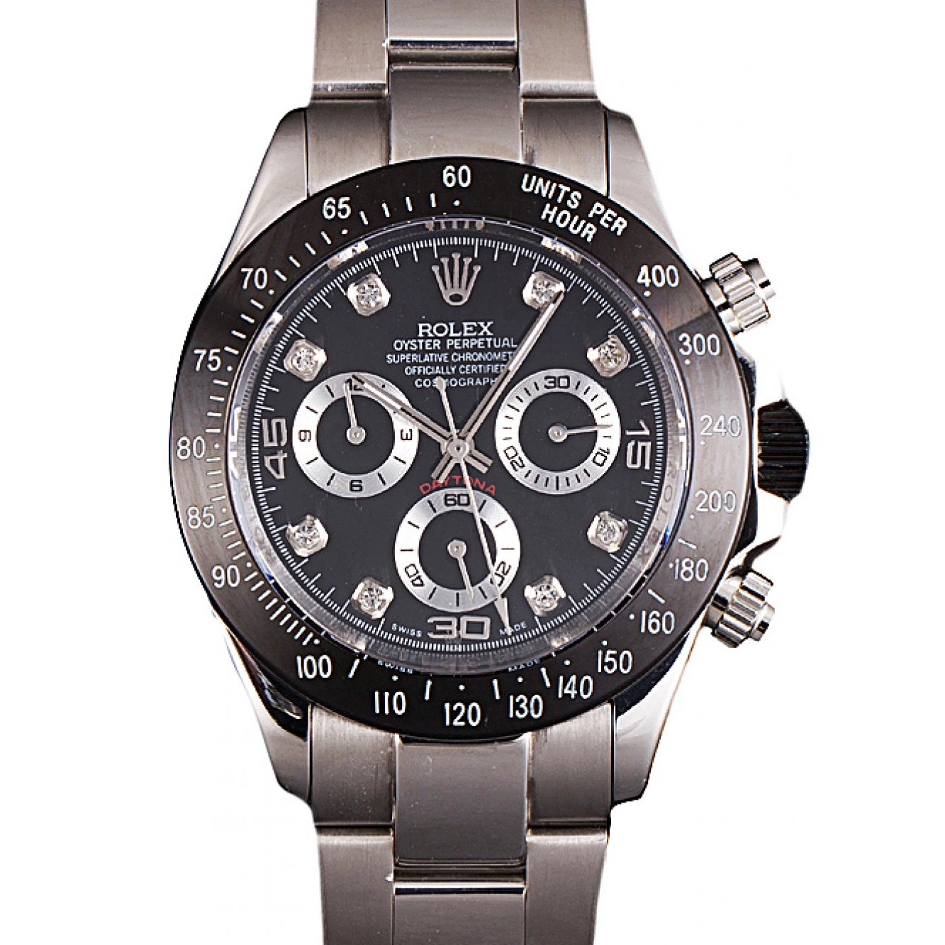 Black Steel Daytona Dial Rolex Stainless Enameled Black 0603